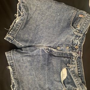 Shorts size 32, mom jeans, wear and tear is how the shorts came